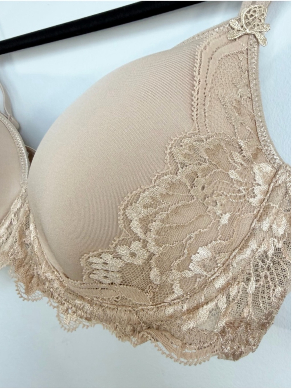 Simone Perele Paris beige tan Amour 3D plunge underwire spacer t shirt bra 34 C - Picture 8 of 16